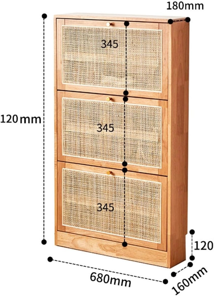 scarpiera Scarpiera in Rattan, Mobile da Ingresso in Legno Massello, Scarpiera Portaoggetti in Un Pezzo per Corridoio Interni Esterni, Scarpiera Organizzatore Ribaltabile per riporre Le Scarpe