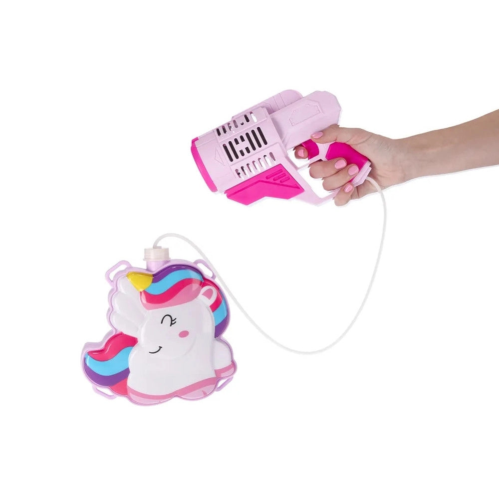 Trade Shop - Zainetto Con Pistola Sparabolle Sapone Bottiglia 150ml Unicorno Gioco Per Bambine 807663a -