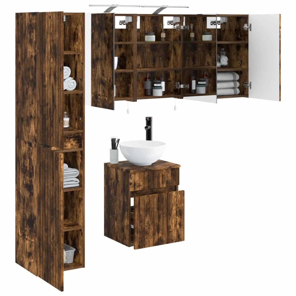 Set di Armadi da Bagno 5 pcs Rovere Fumo 40 x 10,5 x 60,5 cm 3407339