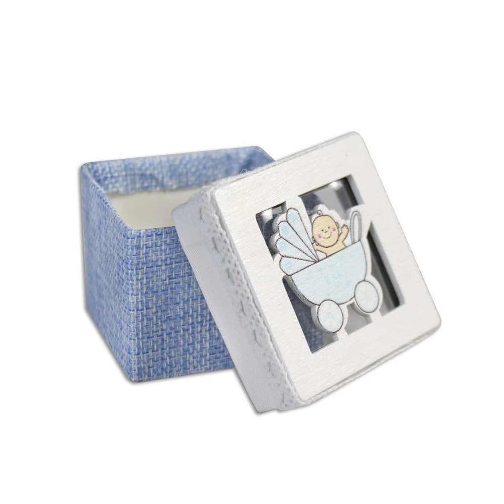 Trade Shop - Set Cubo Rosa Porta Confetti Con Carrozzino Bomboniera X Nascita Battesimo Bimbo -