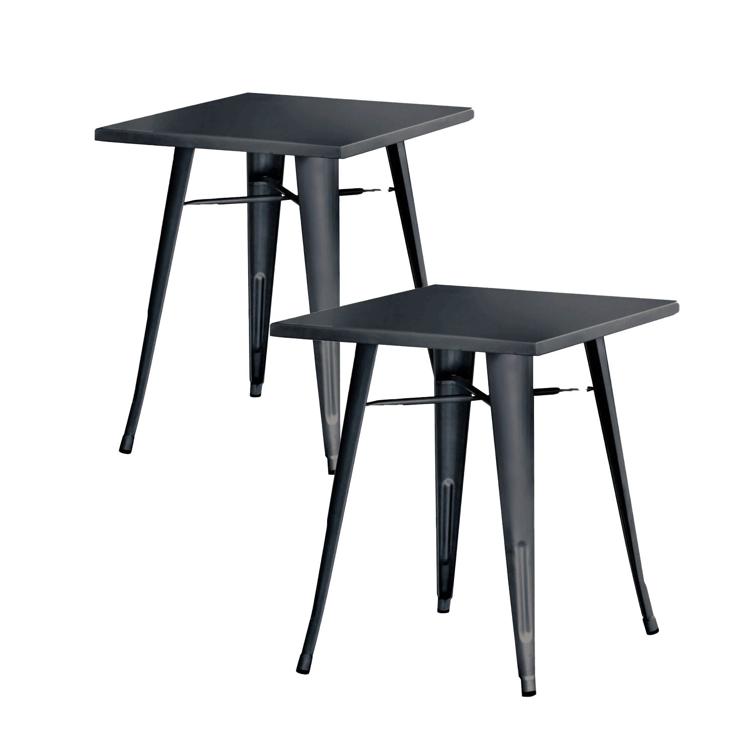 Set 2 Tavoli da Giardino 60x60 cm in Lamiera Galvanizzata Vorghini Piombo