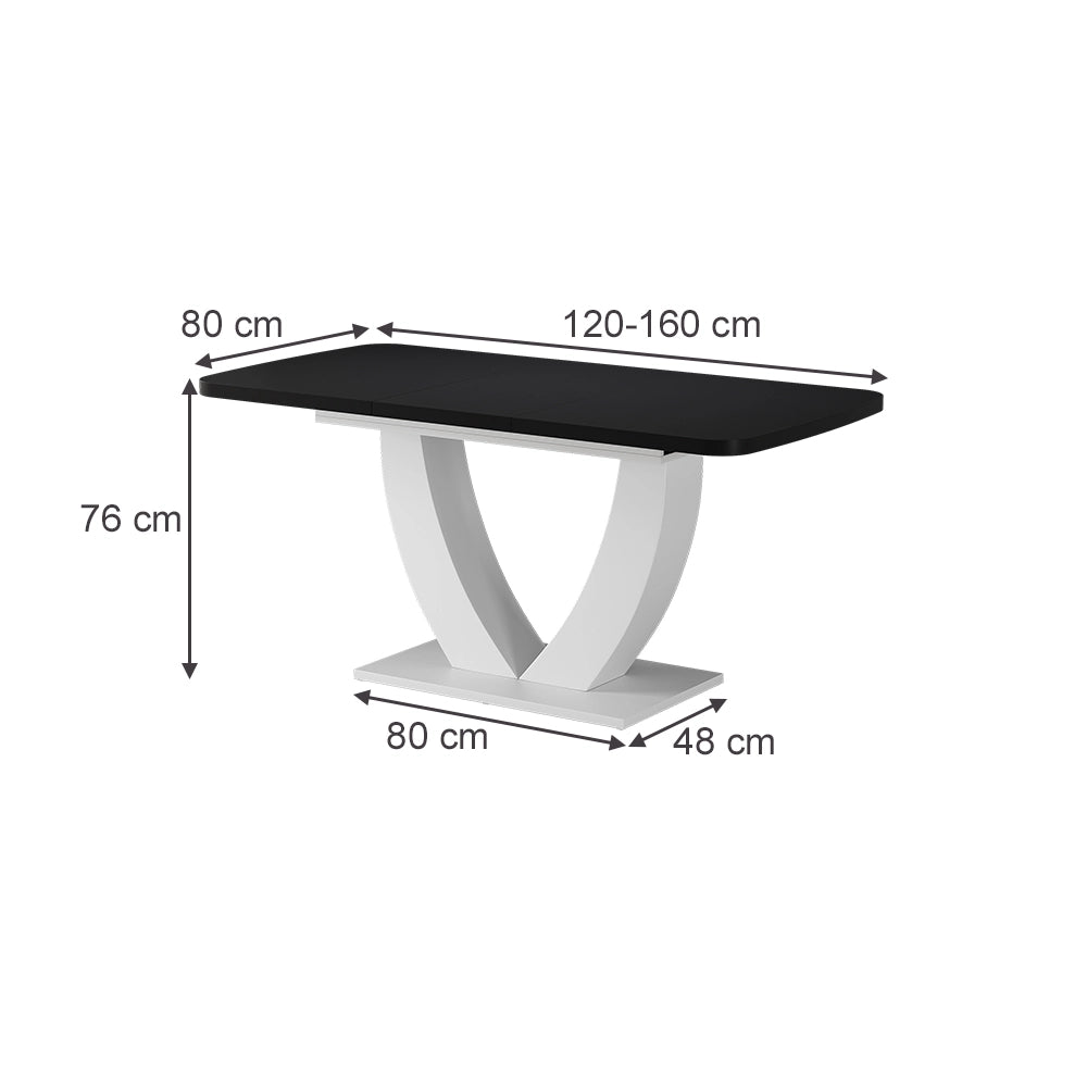 Vicco tavolo da pranzo allungabile Nero/bianco 120 x 80 cm Estensibile