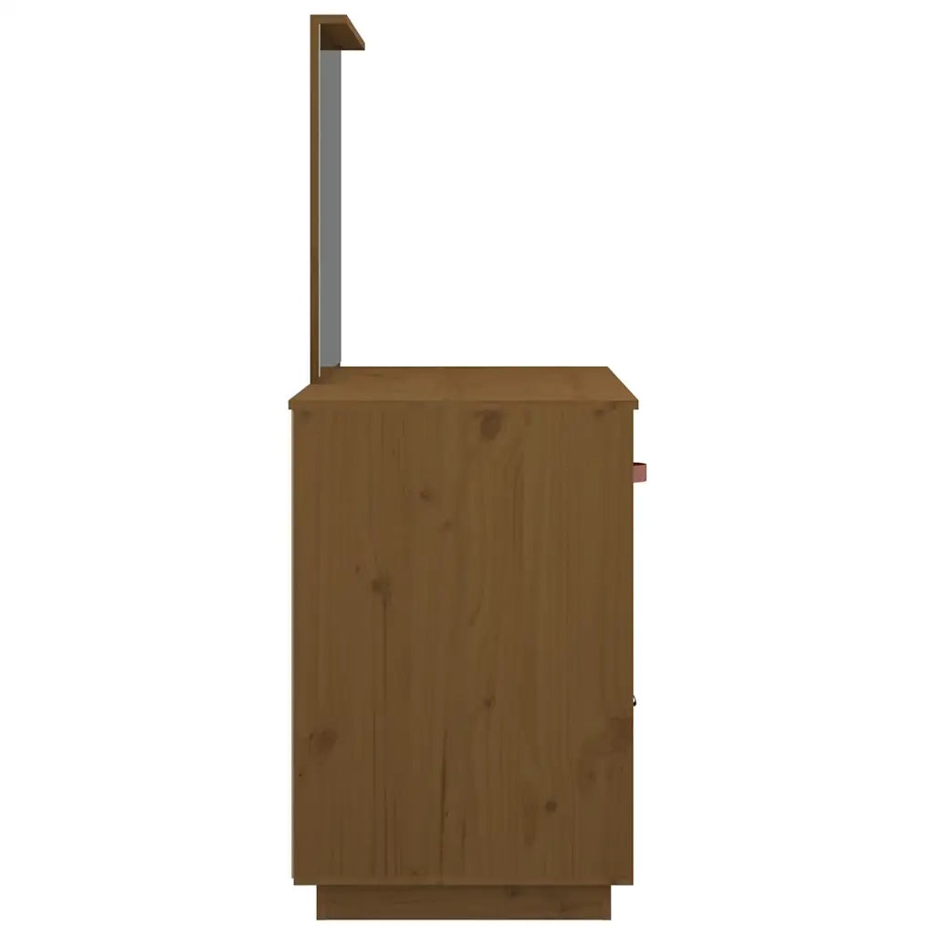 Toeletta | Tavolo da Trucco Marrone Ambrato 95x50x134 cm in Legno Massello di Pino