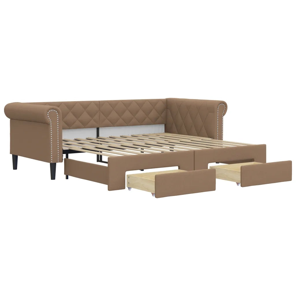 Divano Letto Estraibile Cassetti Cappuccino 90x200cm Similpelle 3197734