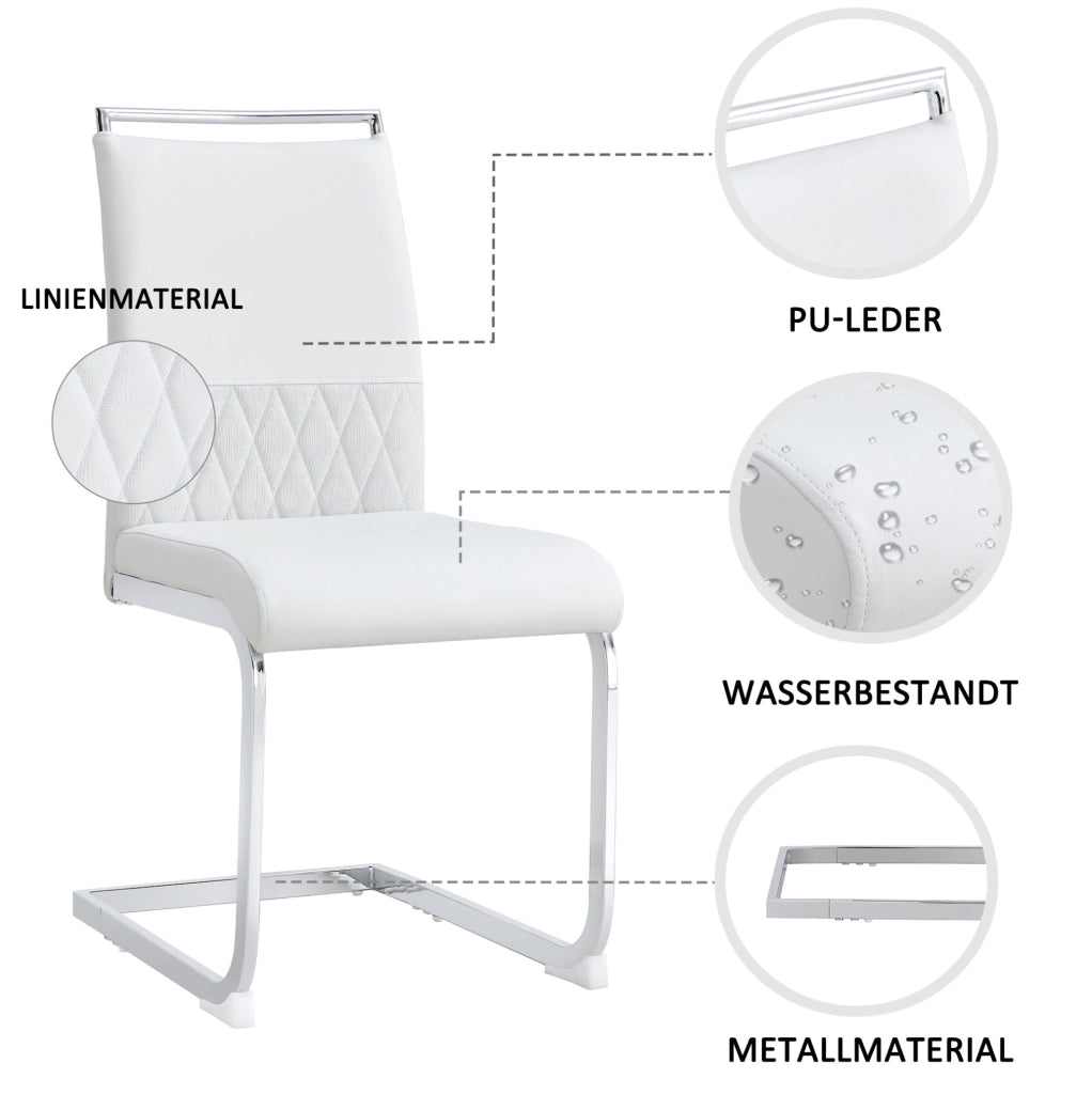 Sedia moderna ergonomica bianca con schienale in PU e lino