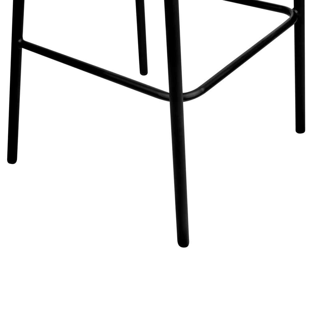 Set di 2 sedie da bar Rivestimento in bouclé grigio Gambe in metallo nero Sgabelli senza braccio Schienale curvo Sala da pranzo moderna Cucina