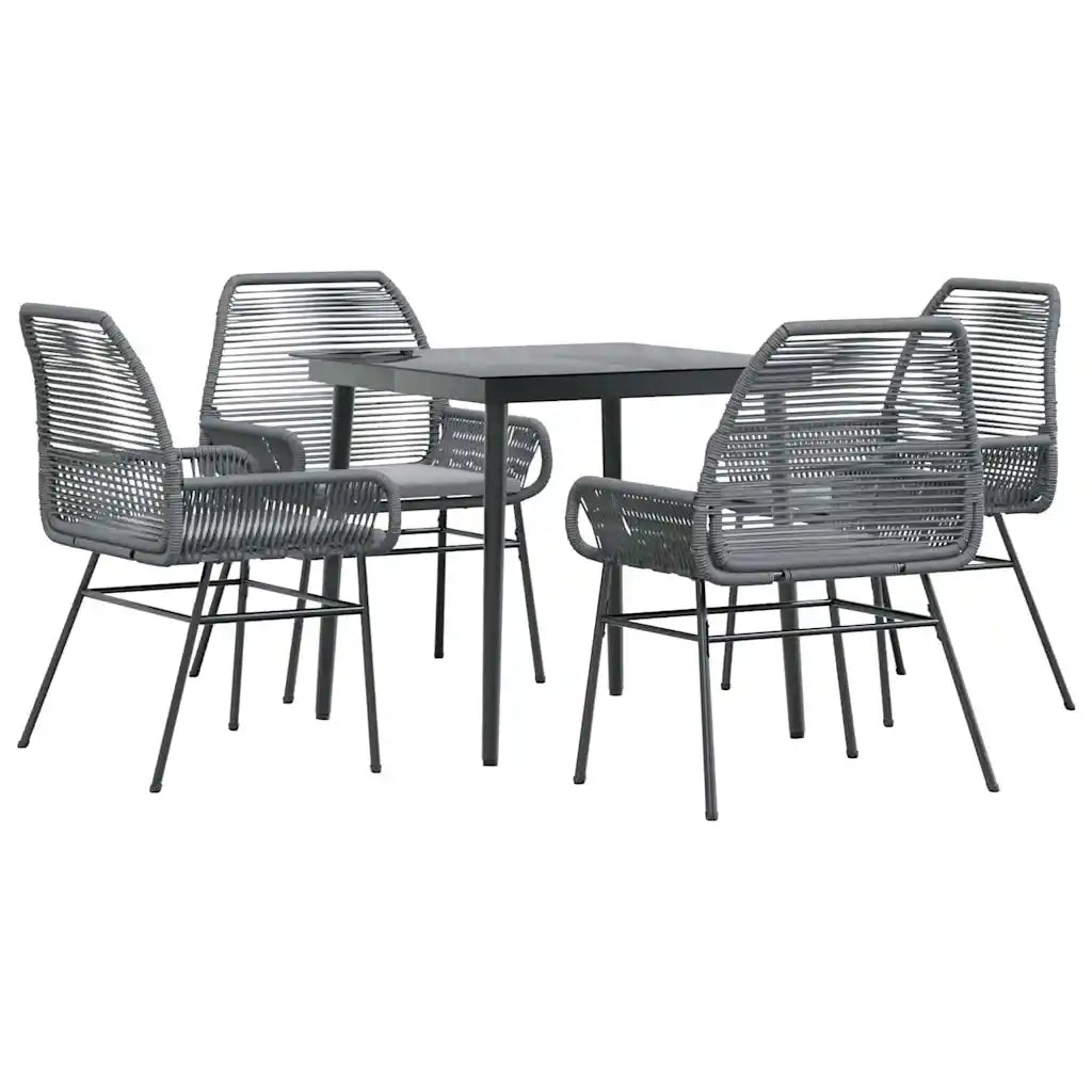 Set da Pranzo da Giardino 5 pz con Cuscini Polyrattan Vetro 3334479
