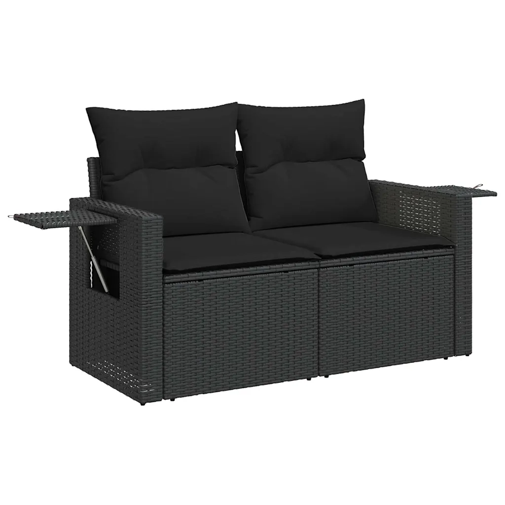 Set Divani da Giardino con Cuscini 7pz Nero Polyrattan 3327156