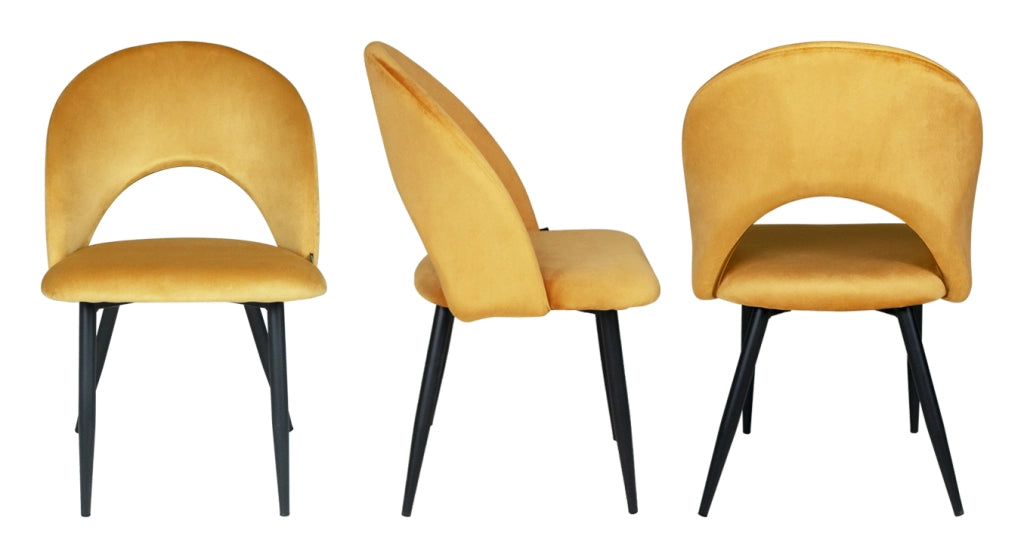 Sedia da pranzo imbottita in velluto giallo senape - Zoe (2 pz) - SD32ZOPM