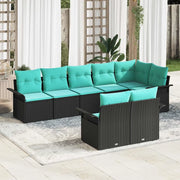Set Divano da Giardino con cuscino 8 pcs Nero polyrattan 3345416