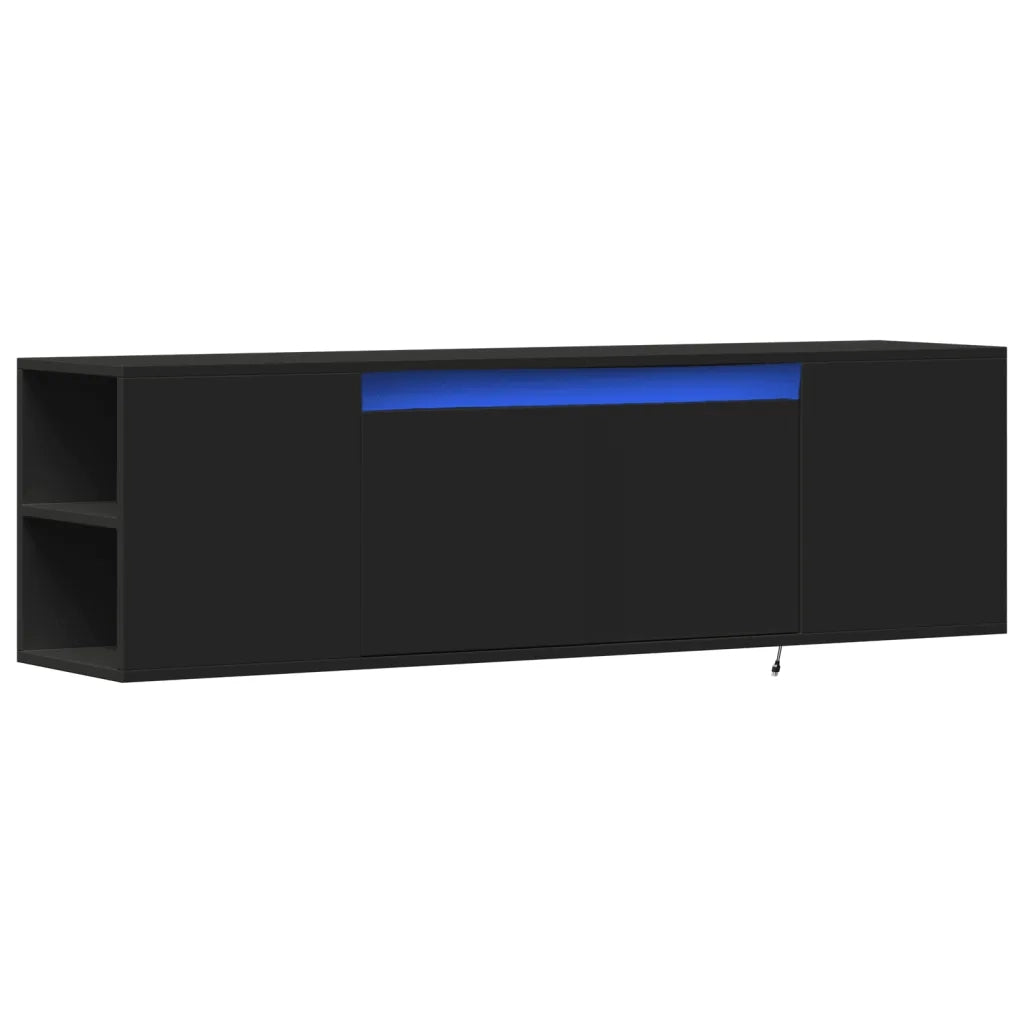 Mobile TV a Parete con Luci LED Nero 135x31x39,5 cm 852384
