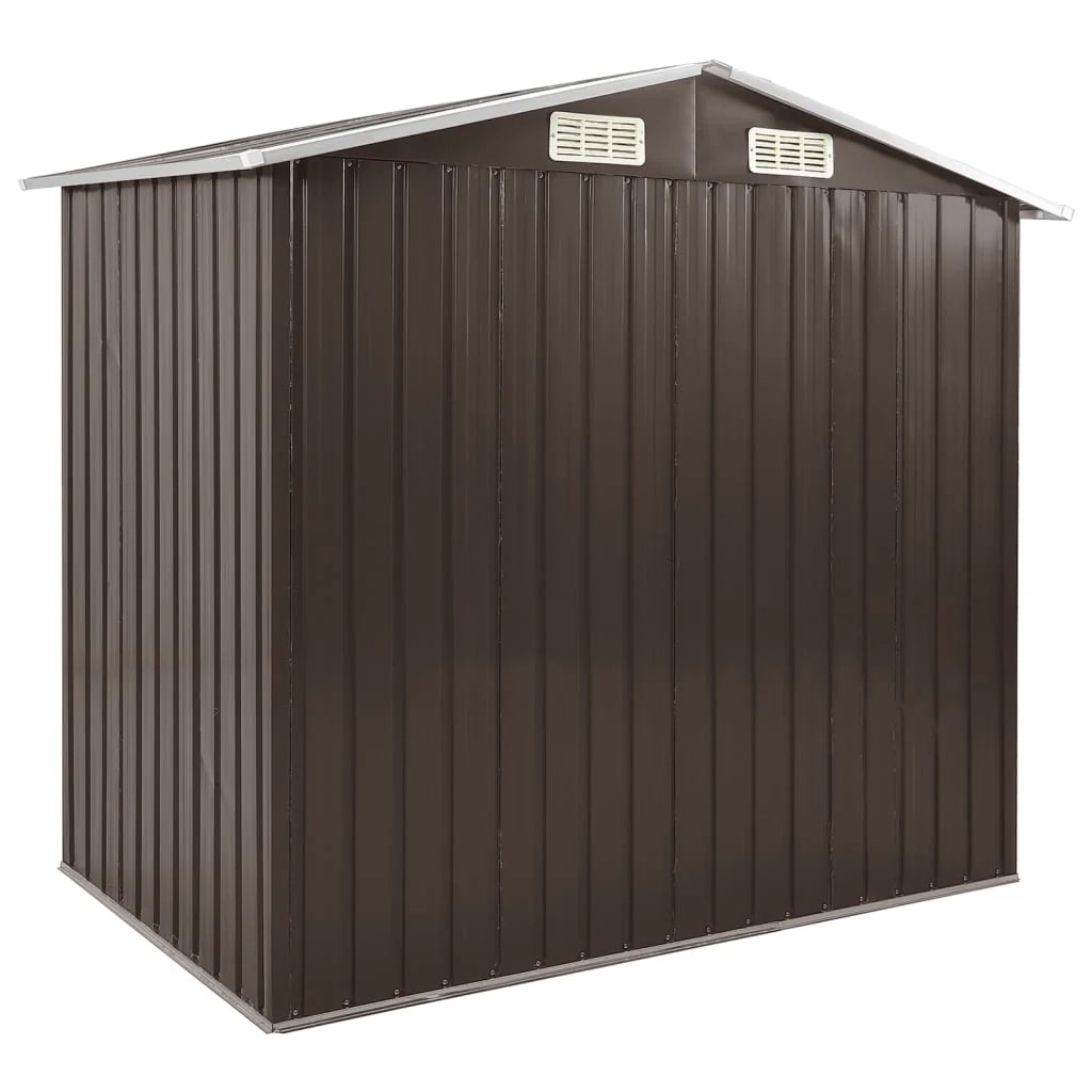 Casetta da giardino cabina ripostiglio casetta da esterno robusta casetta per attrezzi con ripiano 205 x 130 x 183 cm ferro marrone 02_0022224