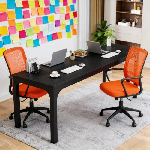 TAVOLO DA PRANZO Rettangolare 200x70x75 cm Nero Metallo e Legno