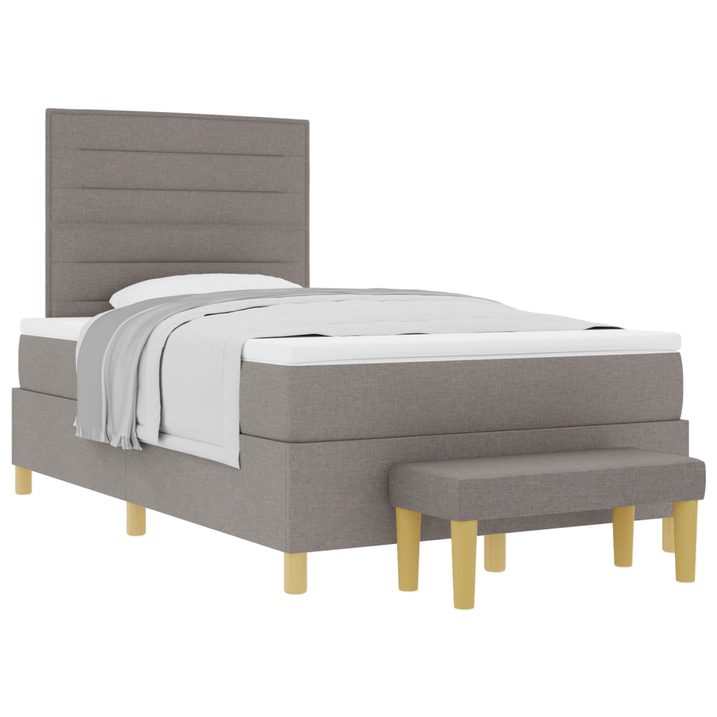 Letto con Rete a Molle e Materasso & Panchina Tortora 120x200 cm Tessuto
