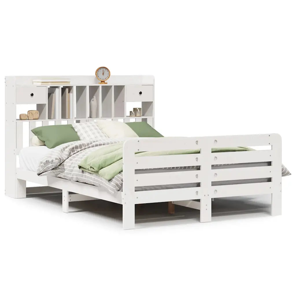 Letto Libreria senza Materasso Bianco 160x200 cm Legno di Pino 3309969