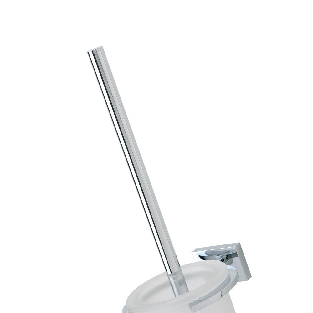 Smart - porta scopino cromato in vetro satinato