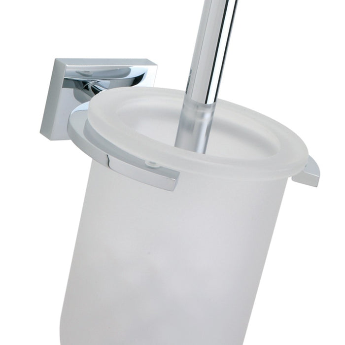 Smart - porta scopino cromato in vetro satinato