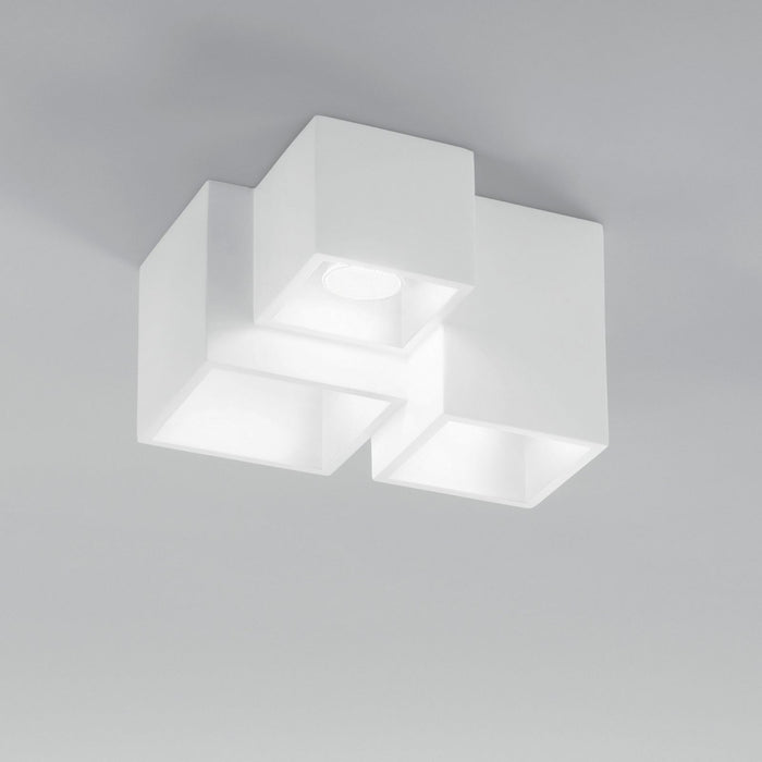 PLAFONIERA FOSTER 3XGU10 24X23XH15CM IN GESSO.