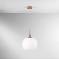LAMPADARIO JAIPUR 1XE27 D.30X150CM LEGNO/BIANCA.