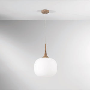 LAMPADARIO JAIPUR 1XE27 D.30X150CM LEGNO/BIANCA.