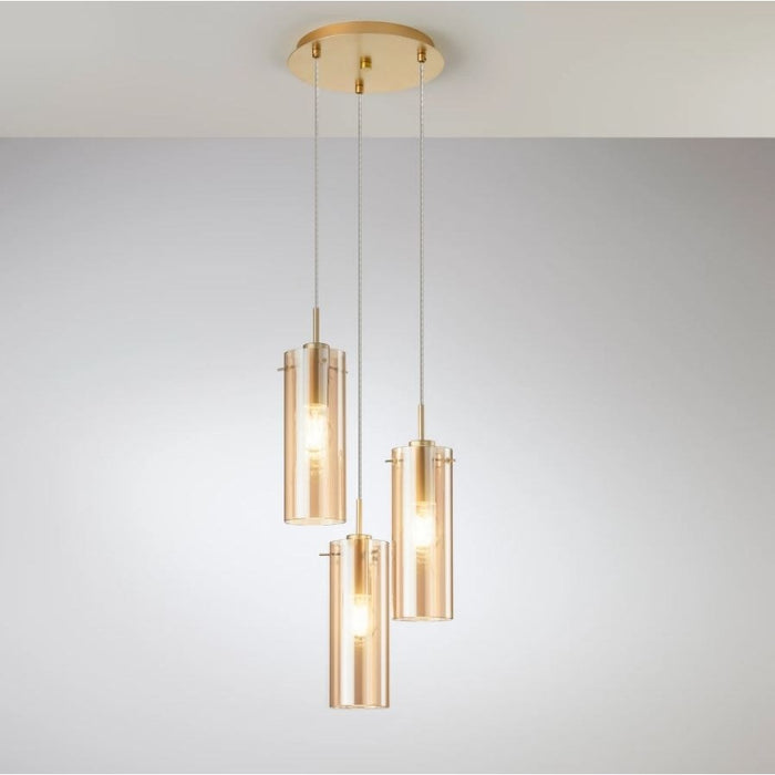 LAMPADARIO MAGIC 3XE27 D.27,3XH150CM ORO/AMBRA.