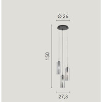 LAMPADARIO MAGIC 3XE27 D.27,3XH150CM ORO/AMBRA.