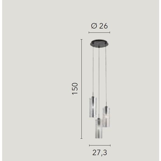 LAMPADARIO MAGIC 3XE27 D.27,3XH150CM ORO/AMBRA.