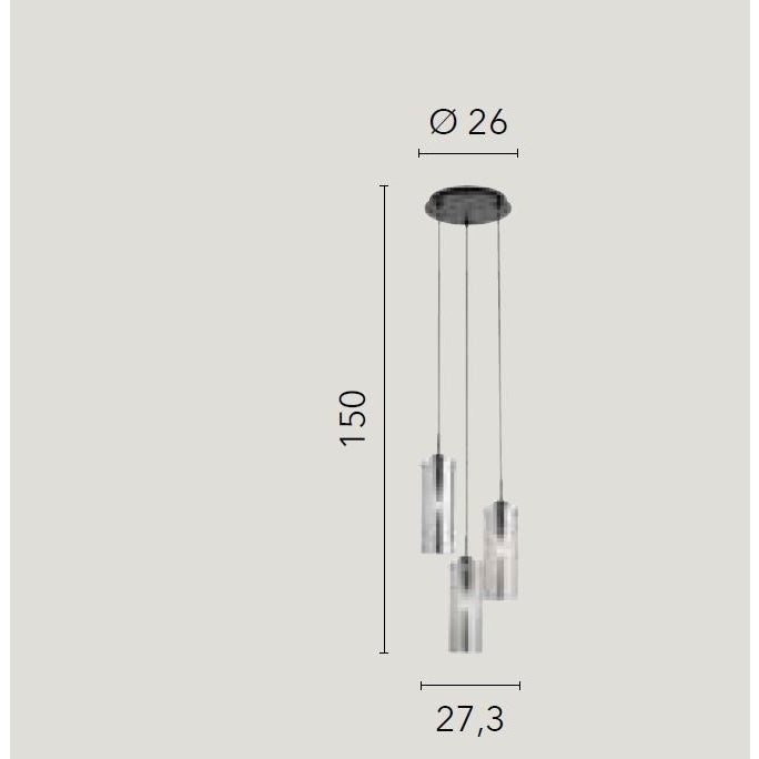 LAMPADARIO MAGIC 3XE27 D.27,3XH150CM ORO/AMBRA.