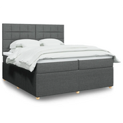Giroletto a Molle con Materasso Grigio Scuro 200x200 cm Tessuto