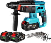 Apparecchio a percussione - 4 stazioni - Inclusi due batterie 18V e 8 set di puntoni - Adatto per batterie 18V - Triggers con velocità variabile - Manico - Blu