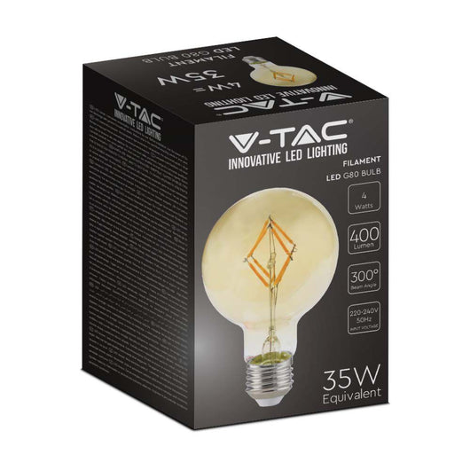 Lampadina a led 4W con filamento G80 Bulb Amber Glass 2200K E27