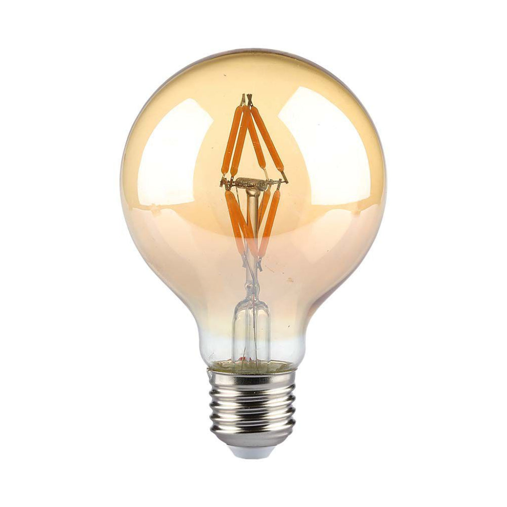 Lampadina a led 4W con filamento G80 Bulb Amber Glass 2200K E27