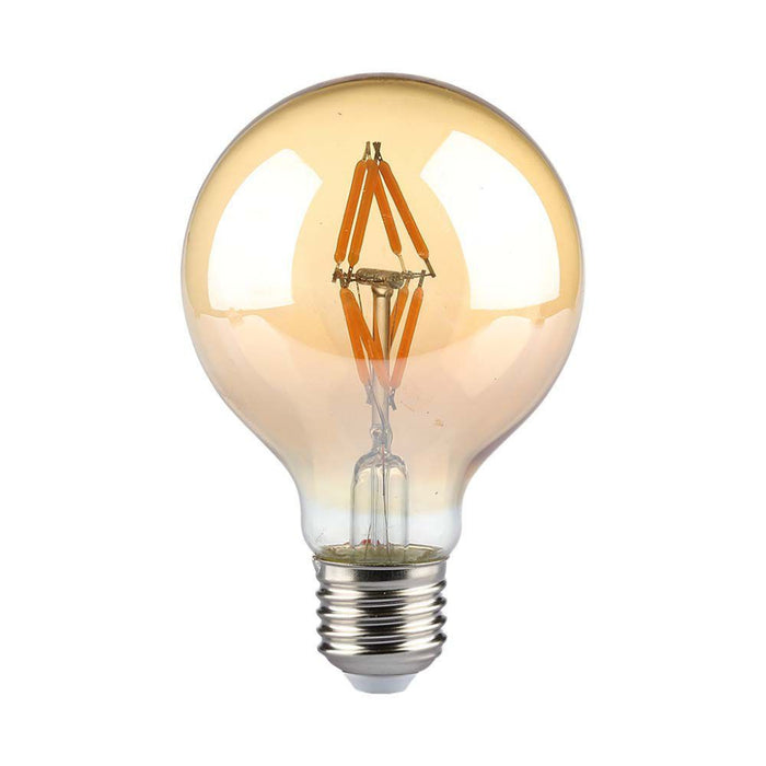 Lampadina a led 4W con filamento G80 Bulb Amber Glass 2200K E27