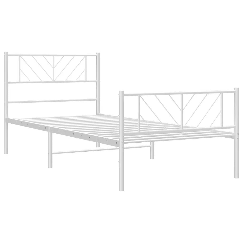 Giroletto con Testiera e Pediera Metallo Bianco 75x190 cm 372236