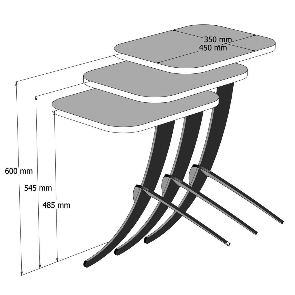 Set di 3 tavolini da caffè "Pion" in legno - 45 x 35 x 60 cm - Marrone