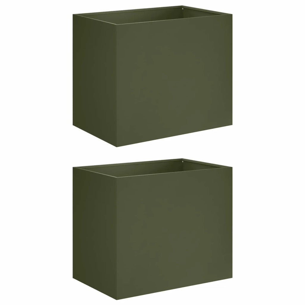Vaso da giardino 2 pz Verde Oliva 50 x 40 x 50 cm 8005659