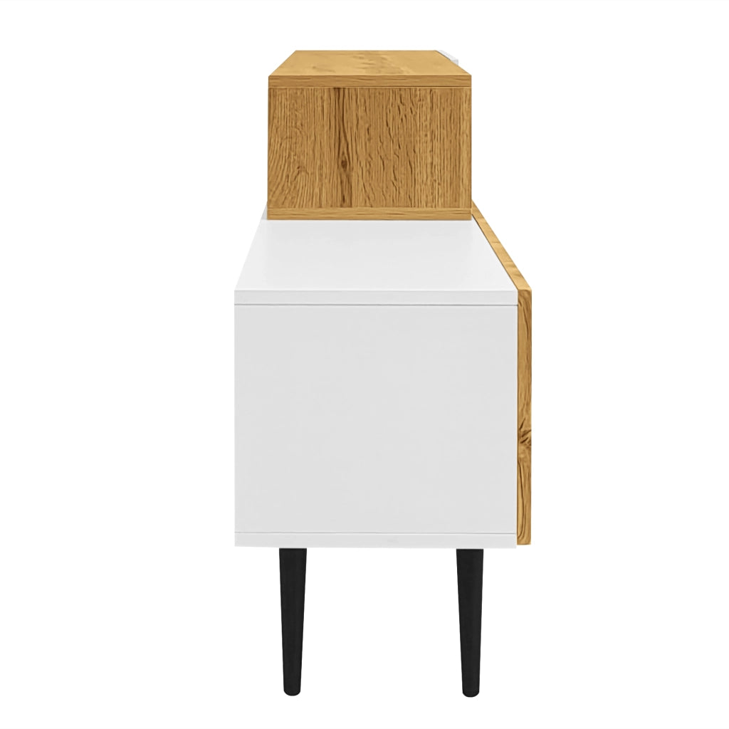 Mobile TV Modulare ¨C MINIMAL ¨C Bianco Opaco, Legno, Gambe Metallo Nero, Soggiorno