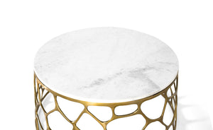 Tavolino con piano in marmo e alluminio