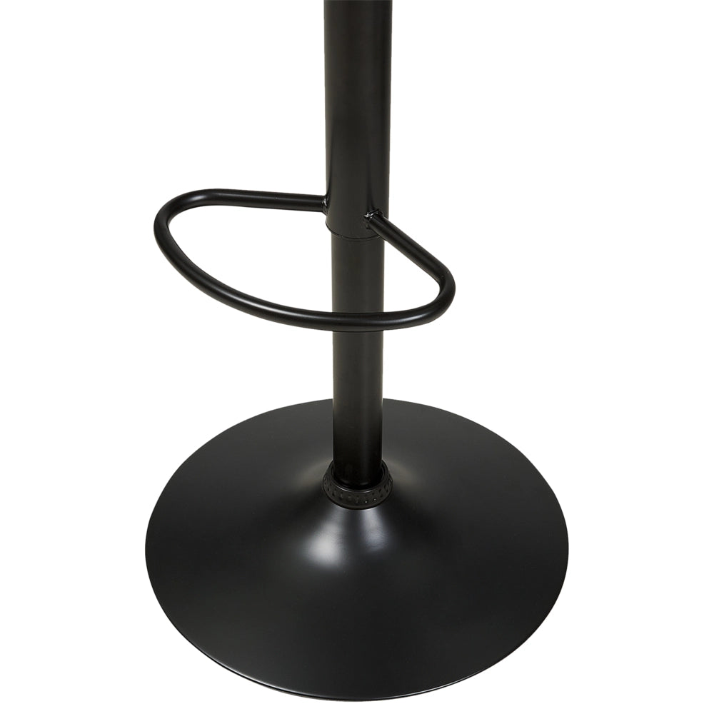 Set di 2 sedie da bar in ecopelle nero con schienale regolabile legno scuro Girevole Alzata a Gas Regolabile in Altezza Moderno