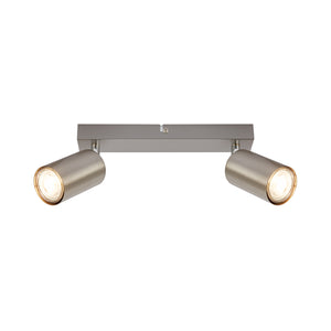 Faretto Moderno Tib Metallo Nichel Satinato 2 Luci Gu10