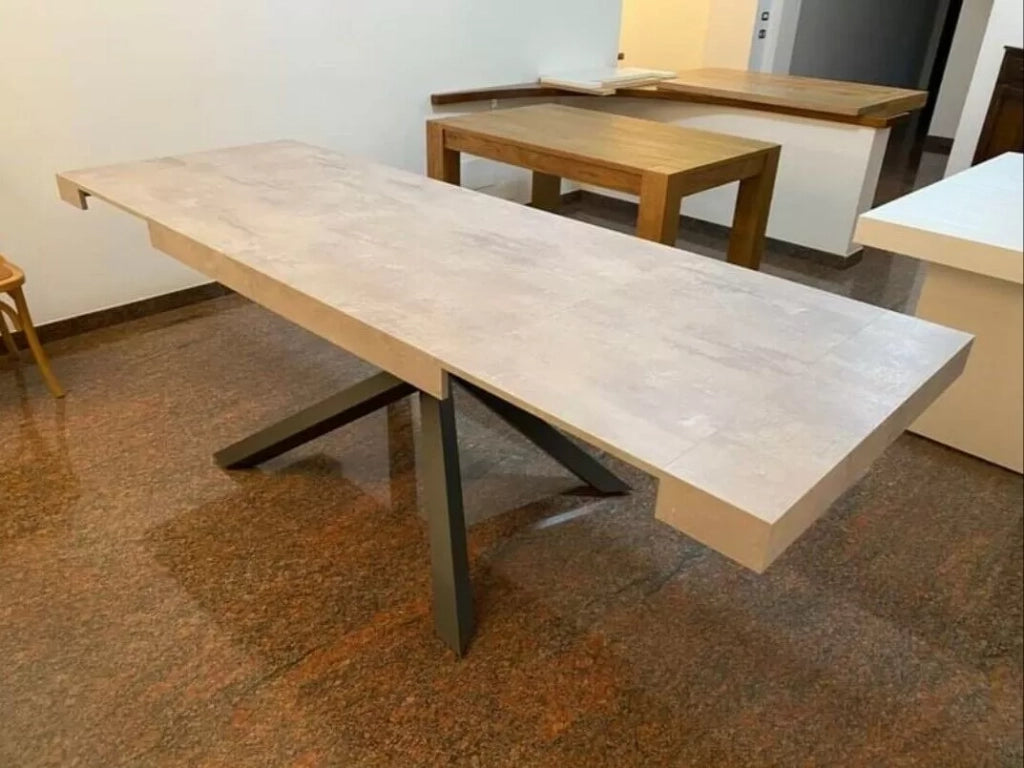 Tavolo big table nobilitato finitura beton l.180 p.100 h.77 (aperto280cm) (1614) - Mobili 2G
