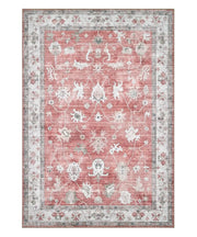 Tappeto arredo casa ZIEGLER 07 rosso terra cm.115x175 riproduzione disegno persiano classico in stile vintage. Tappeto lavabile e antiscivolo per ingresso, soggiorno, camera da letto.