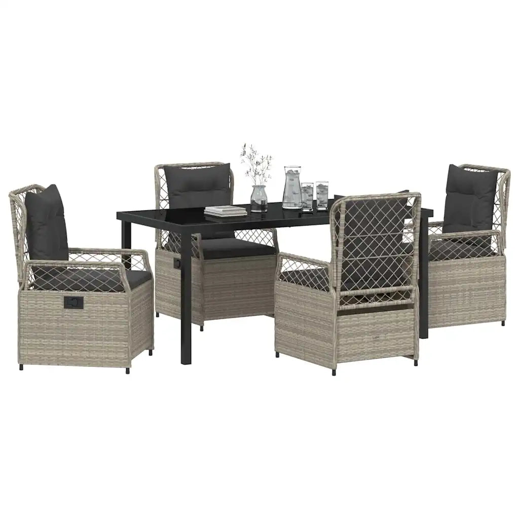 Set da Pranzo per Giardino 5 pcs Grigio chiaro polyrattan 3381019