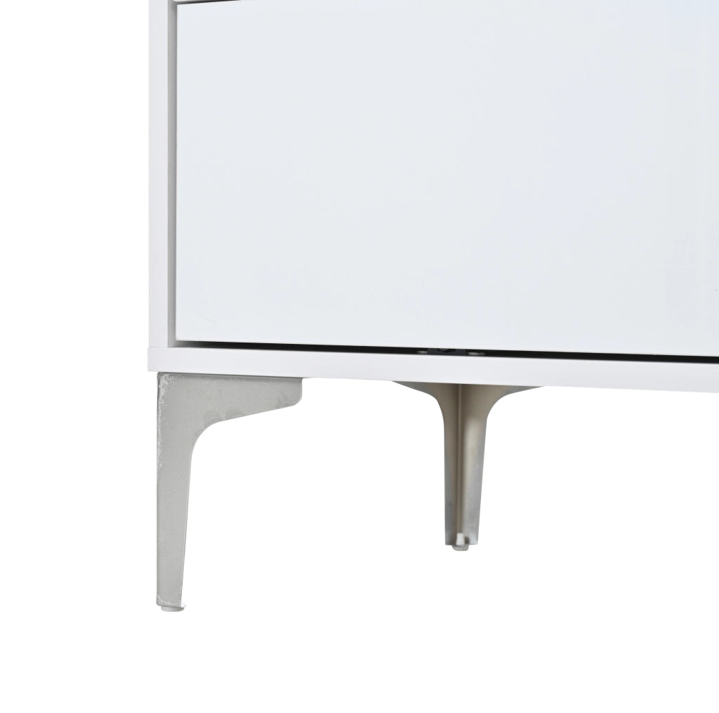 Madia bianca lucida in MDF 150 cm con 4 cassetti e 2 ante