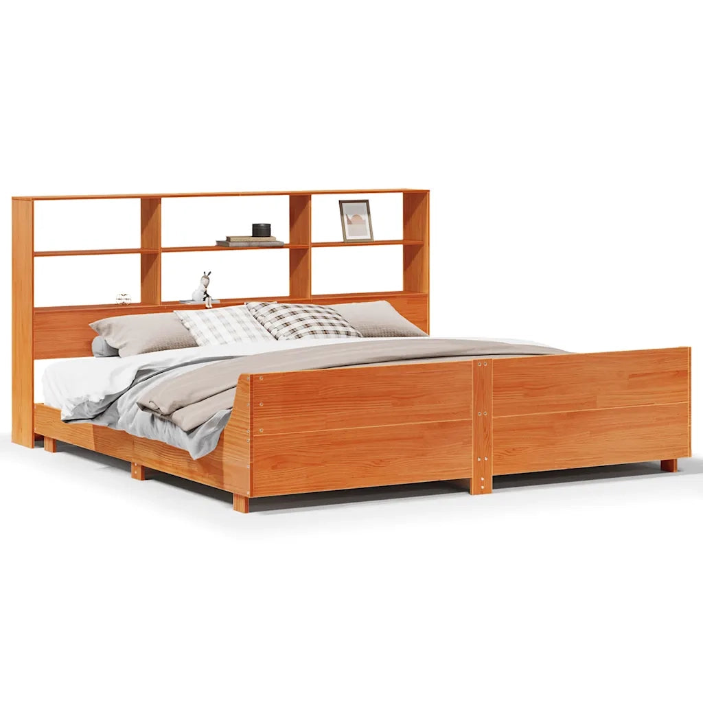 vidaXL Giroletto senza Materasso Marrone Cera 200x200 cm Legno di Pino