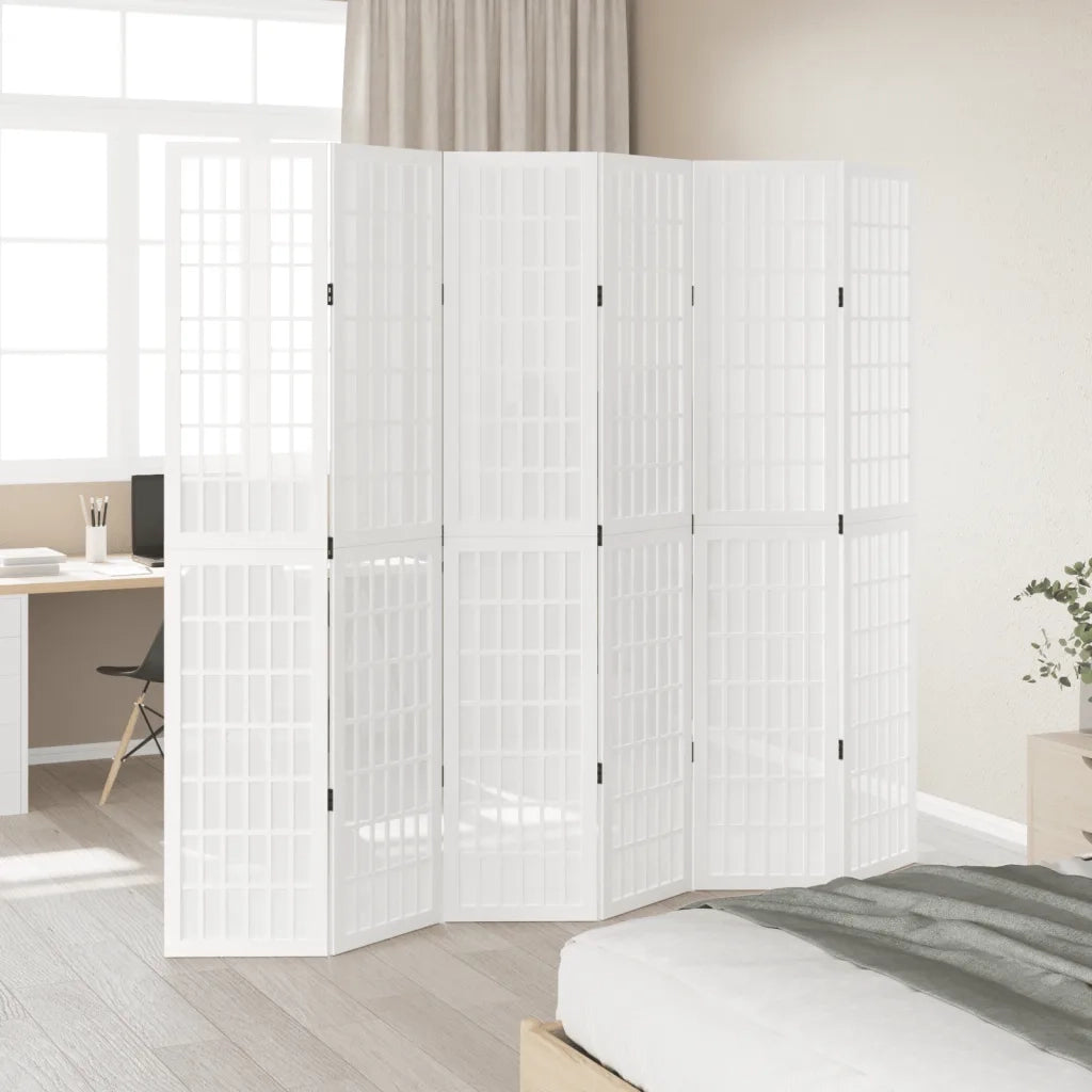 Divisorio Ambienti | Divider per stanze | Paravento 6Pannelli Bianco Legno Massello di Paulownia