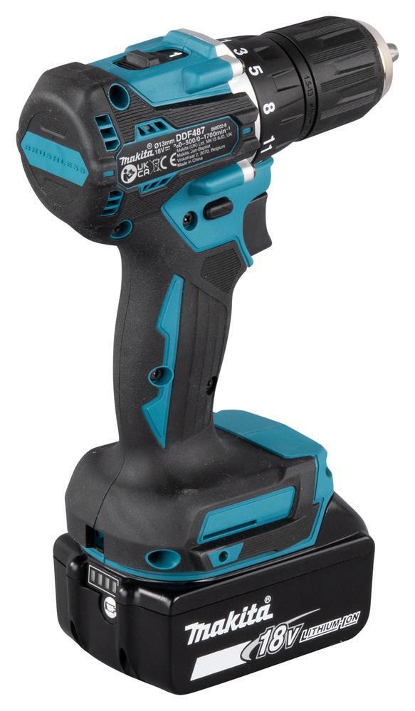 Makita DDF487RFE3 cacciavite elettrico e avvitatore a impulso 1700 Giri/min Nero, Blu, Acciaio