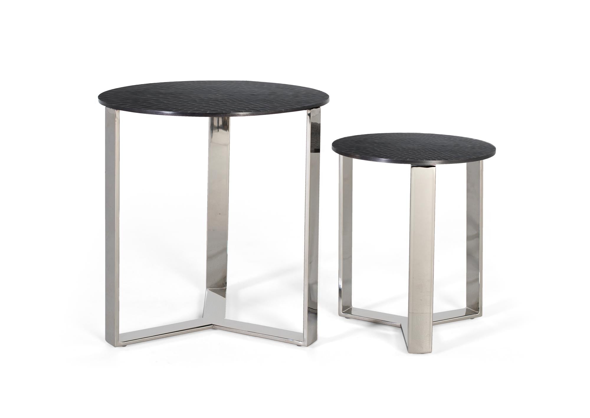 Set di 2 tavolini da caffè in metallo fatti a mano