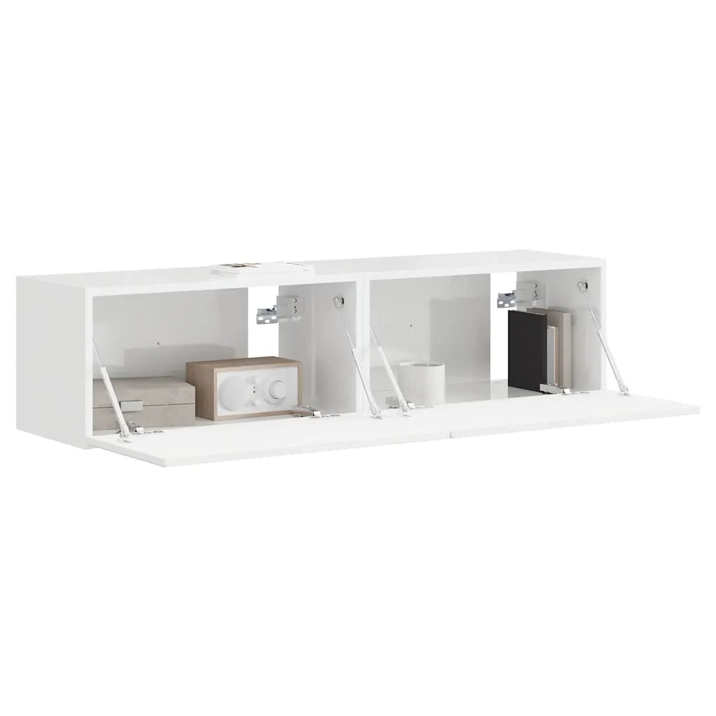 Mobile TV da parete 2 pcs Bianco Lucido 60 x 31 x 29,5 cm 892198