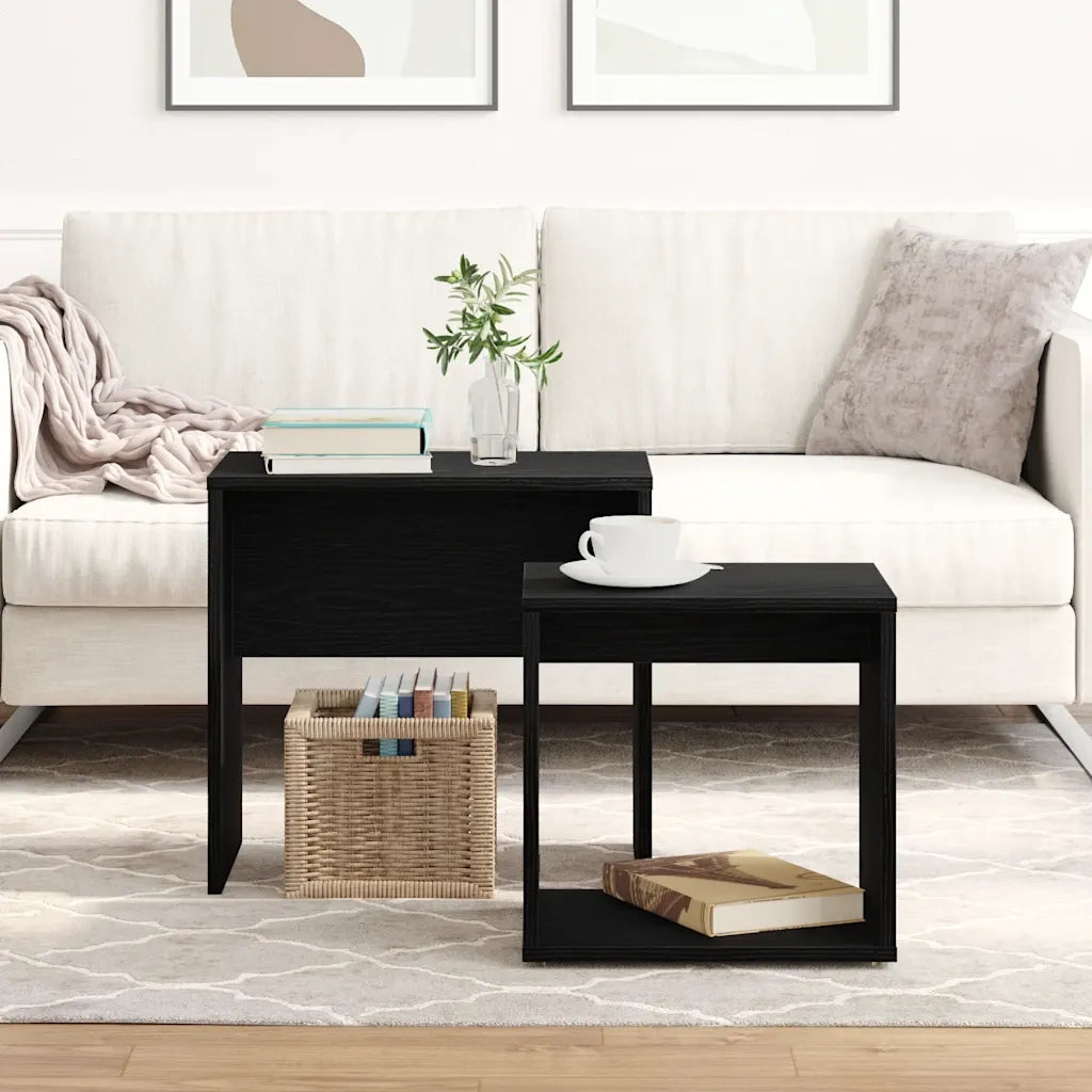Tavolini da Salotto 2 pz Rovere Nero in Legno Multistrato 862016